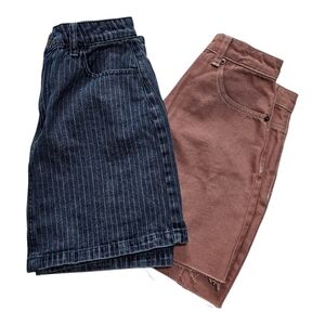 Forever 21 Denim Mini Skirt Size M Blue Striped Solid Pink BUNDLE